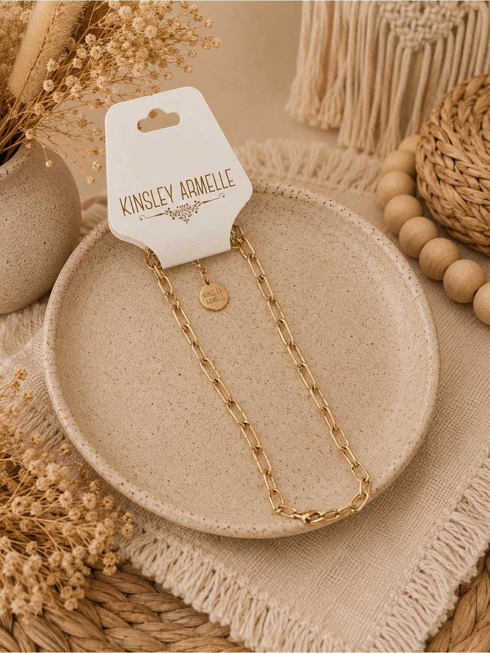 Kinsley Armelle Gold Paperclip Chain Necklace | Minimalist Layering Staple